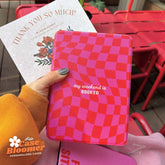 Hot Pink Checkerboard My Weekend is Booked Kindle Case, Kobo Case, Free Personalization